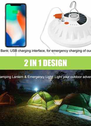 Rechargeable 60 LED Outdoor Camping Tent Light USB & Solar Lantern Puce Gaia