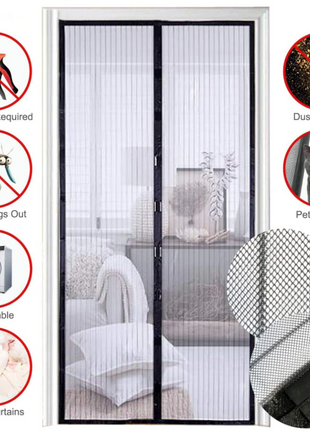 Magnetic Screen Door Mesh Curtain Durable Heavy Duty Mosquito Net Bug Puce Gaia