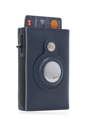 For Airtag Wallet Case Genuine Leather Credit Card Holder Magnetic Air Puce Gaia