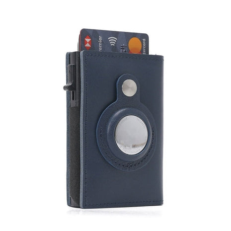 For Airtag Wallet Case Genuine Leather Credit Card Holder Magnetic Air Puce Gaia