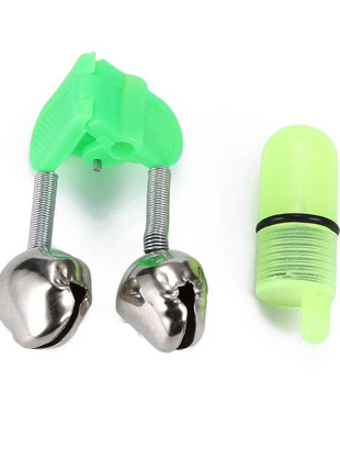 10/40 PC LED Night Fishing Bite Bait Alarm 2 Bells Light Rod Tip Clip Puce Gaia