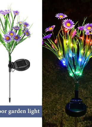 Solar Garden Lights LED Flower Stake Lamp Outdoor Yard Waterproof Puce Gaia