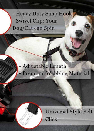 2 Pack Cat DOG PET Safety Seatbelt Car Vehicle Seat Belt Adjustable Puce Gaia