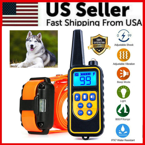 2700 FT Remote Dog Shock Training Collar Rechargeable Waterproof LCD Puce Gaia