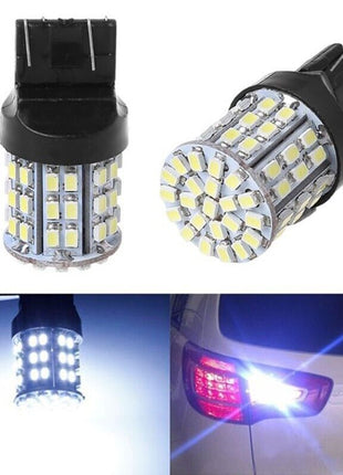 4X 3157 3156 64SMD LED Reverse Tail Brake Turn Signal DRL Light Bulb Puce Gaia