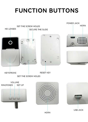 Wireless Security WiFi Smart Doorbell Intercom Video Camera Bell Chime Puce Gaia