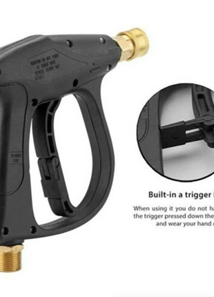 1/4" High Pressure Washer Gun 4000 PSI Car Wash Foam Spray Short Wand Puce Gaia