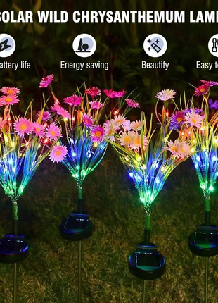 Solar Garden Lights LED Flower Stake Lamp Outdoor Yard Waterproof Puce Gaia