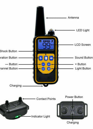 2600 FT Remote Dog Shock Training 2 Collar Set Rechargeable Waterproof Puce Gaia