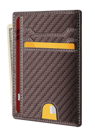 Mens Leather Slim Wallet Credit Card Holder RFID Blocking Pocket ID Puce Gaia