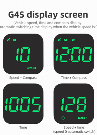 Digital Car HUD GPS Speedometer Head Up Display MPH KMH Compass Puce Gaia