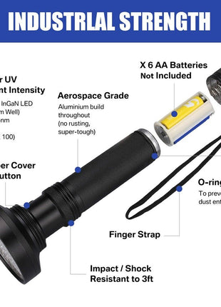 UV Ultraviolet Light 100 LED Flashlight BlackLight 395nM Inspection Puce Gaia