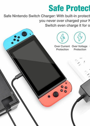 For Nintendo Switch AC Power Supply Adapter Home Wall Travel Charger Puce Gaia