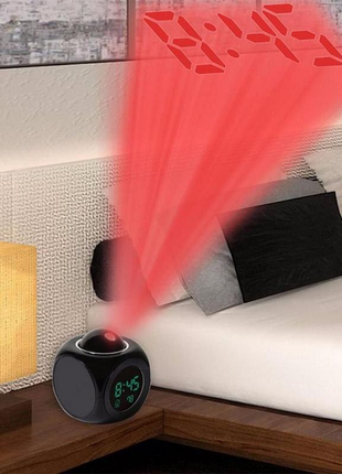 LED Projection Alarm Clock Digital LCD Display Voice Talking Weather Puce Gaia