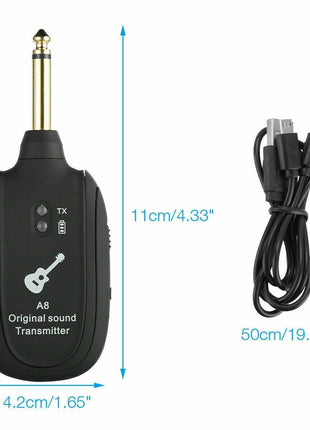 UHF Guitar Wireless System Transmitter+Receiver Built In Rechargeable Puce Gaia