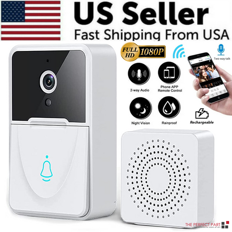 Wireless Security WiFi Smart Doorbell Intercom Video Camera Bell Chime Puce Gaia