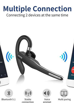 Trucker Wireless Headset Bluetooth 5.1 Earpiece Dual Mic Earbud Noise Puce Gaia
