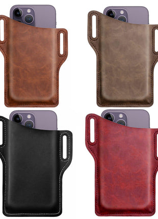 Men Cell Phone Belt Pack Bag Loop Waist Holster Pouch Case Leather Puce Gaia