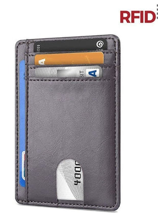 Mens Leather Slim Wallet Credit Card Holder RFID Blocking Pocket ID Puce Gaia