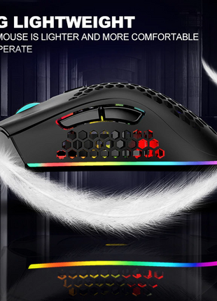 Wireless Mouse Gaming Rechargeable Optical Mouse Cordless 7 Color LED Puce Gaia