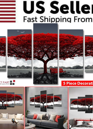 5Pcs Canvas Print Paintings Landscape Pictures Wall Art Modern Living Puce Gaia