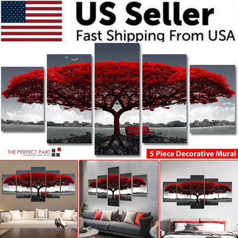 5Pcs Canvas Print Paintings Landscape Pictures Wall Art Modern Living Puce Gaia