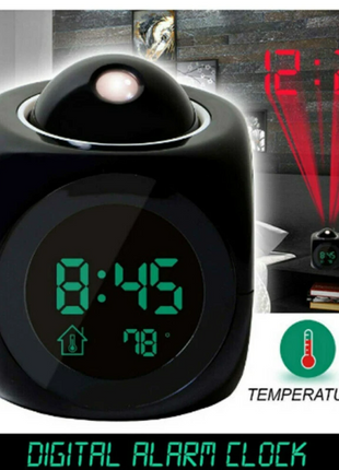 LED Projection Alarm Clock Digital LCD Display Voice Talking Weather Puce Gaia