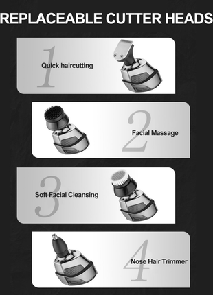 7D Cordless Shaver Hair Trimmer Men’s 5-In-1 Electric Head Shaver Puce Gaia