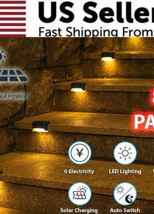 8 Pack New Solar Deck Lights Outdoor Waterproof LED Steps Lamps For Puce Gaia