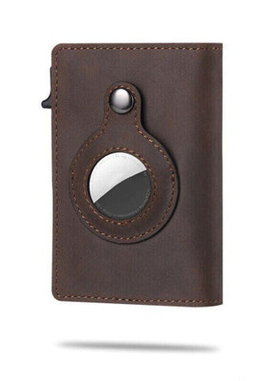 For Airtag Wallet Case Genuine Leather Credit Card Holder Magnetic Air Puce Gaia