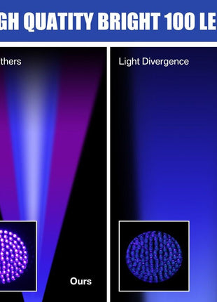 UV Ultraviolet Light 100 LED Flashlight BlackLight 395nM Inspection Puce Gaia
