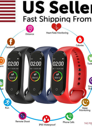 M4 Smart Watch Band Blood Pressure Bracelet Wristband Fitness Tracker Puce Gaia