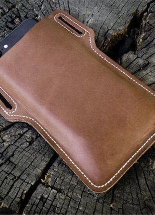 Men Cell Phone Belt Pack Bag Loop Waist Holster Pouch Case Leather Puce Gaia