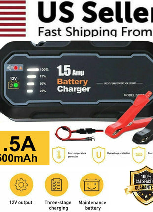 1500mAh Automatic Smart Battery Charger 12V Portable Car Auto Trickle Puce Gaia