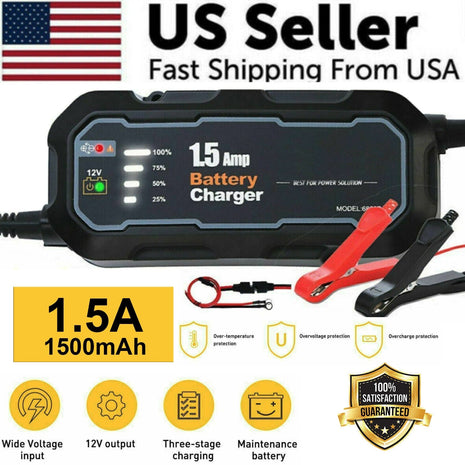 1500mAh Automatic Smart Battery Charger 12V Portable Car Auto Trickle Puce Gaia