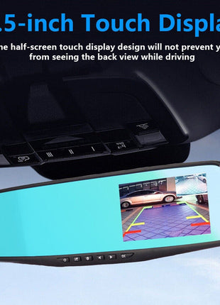 1080P HD Rearview Mirror Car DVR Dual Dash Cam Camera Front Rear Video Puce Gaia