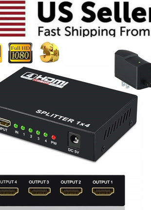 4 Port HDMI 4K Hub Multi Splitter & Amplifier For 3D HDTV 1080P 1X4 1 Puce Gaia