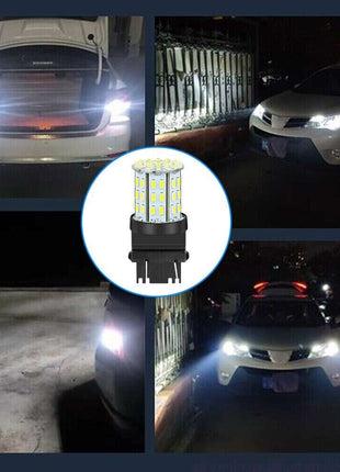 4X 3157 3156 64SMD LED Reverse Tail Brake Turn Signal DRL Light Bulb Puce Gaia