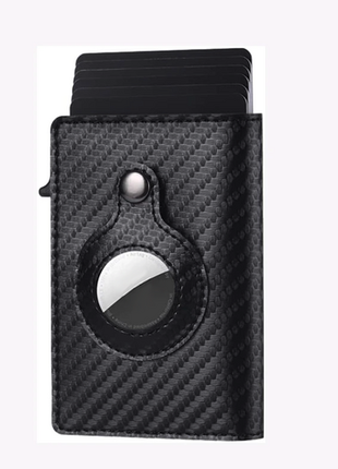 For Airtag Wallet Case Genuine Leather Credit Card Holder Magnetic Air Puce Gaia