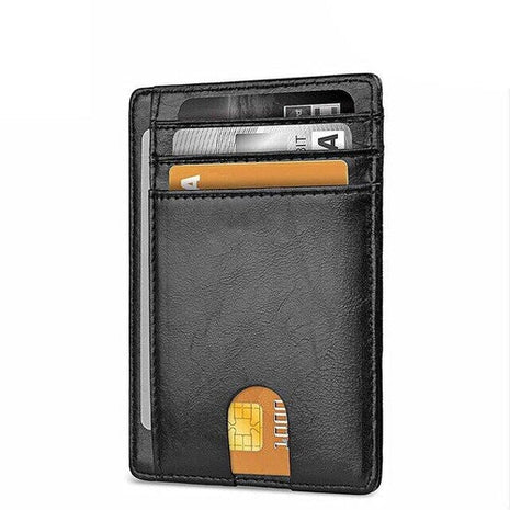 Mens Leather Slim Wallet Credit Card Holder RFID Blocking Pocket ID Puce Gaia
