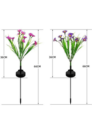Solar Garden Lights LED Flower Stake Lamp Outdoor Yard Waterproof Puce Gaia