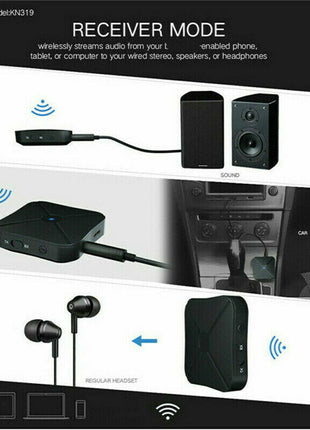 2in1 Bluetooth Transmitter Receiver Wireless Adapter TV Home Stereo Puce Gaia