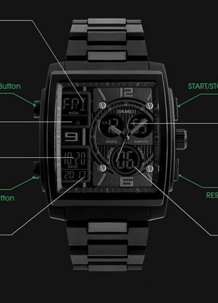 Chronograph Men's Digital Army Military Sport Quartz Analog Waterproof Puce Gaia
