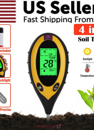 4 In 1 LCD Digital Soil Tester PH Water Moisture Temperature Sunlight Puce Gaia