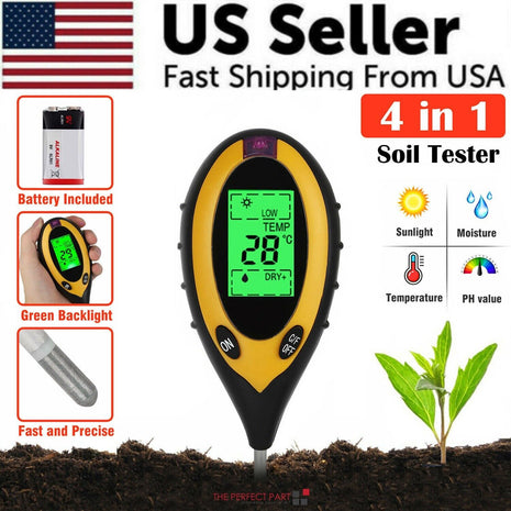 4 In 1 LCD Digital Soil Tester PH Water Moisture Temperature Sunlight Puce Gaia