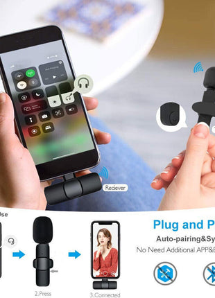 Lavalier Microphone Wireless Audio Video Recording Mini Mic For Puce Gaia