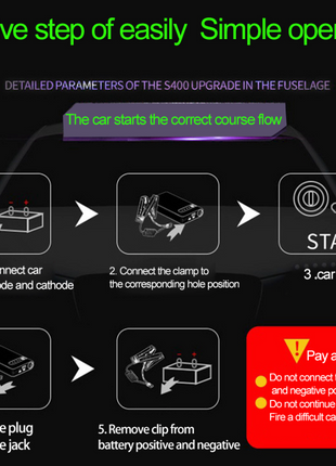 20000mAh Car Jump Starter Booster Jumper Box Power Bank Battery Puce Gaia