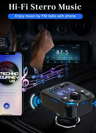 Wireless Car Bluetooth FM Transmitter MP3 Audio USB Charger Adapter Puce Gaia
