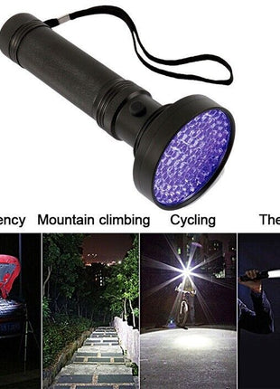 UV Ultraviolet Light 100 LED Flashlight BlackLight 395nM Inspection Puce Gaia