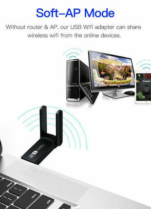 1200Mbps Long Range AC1200 Dual Band 5GHz Wireless USB 3.0 WiFi Puce Gaia